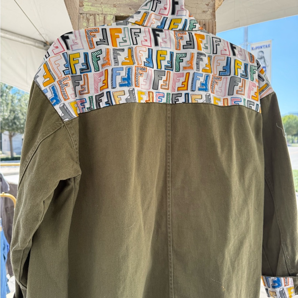 Designer Multicolor Patterned Olive Jacket - image 1